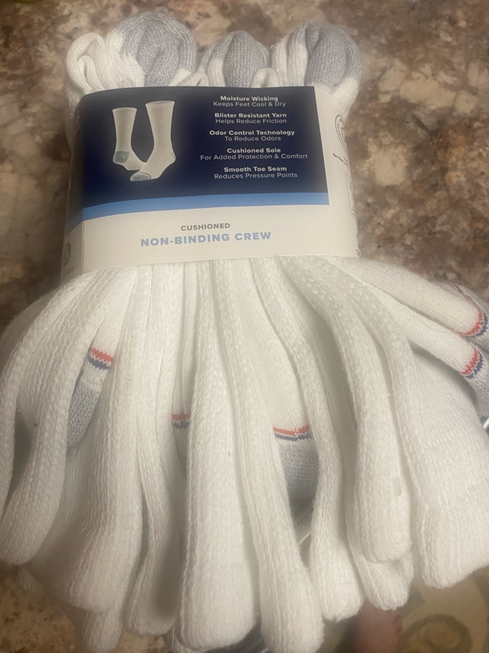 White Cushioned Non-Binding Crew Socks - Pack of 6 - Picture 6 of 6